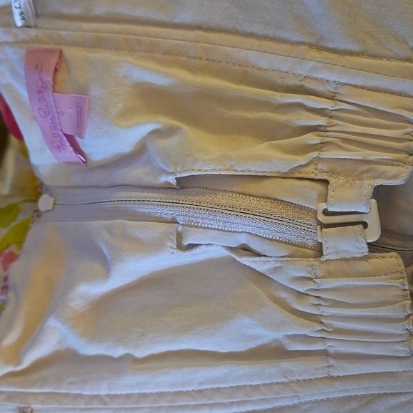 Lilly Pulitzer Floral Strapless Dress Pink Yellow Lime White Cotton sz 0 EUC - Picture 9 of 12